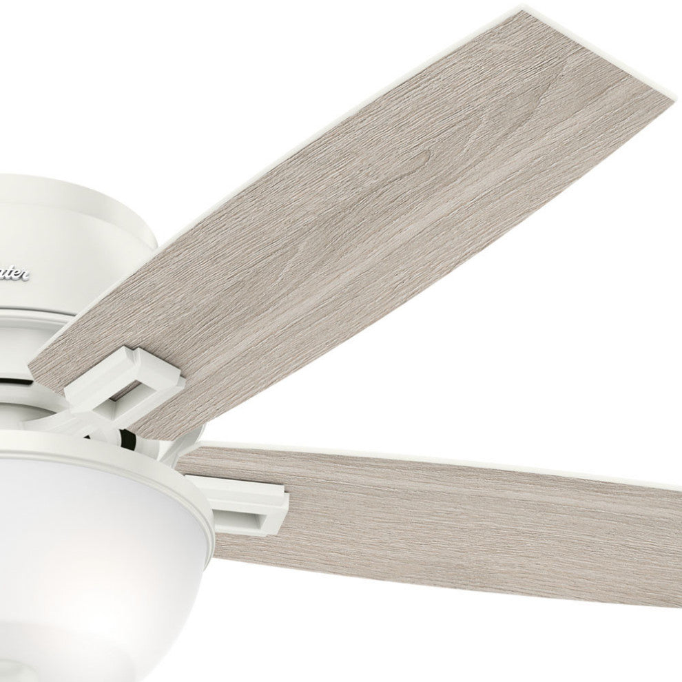 Hunter Fan Company 52" Donegan Low Profile Fresh White Ceiling Fan With Light