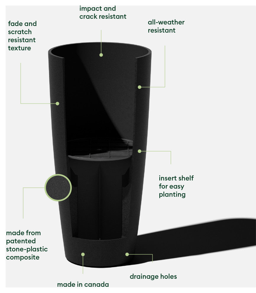 Veradek Pure Series Selena 28" Planter, Black, 28 in. - One Pack