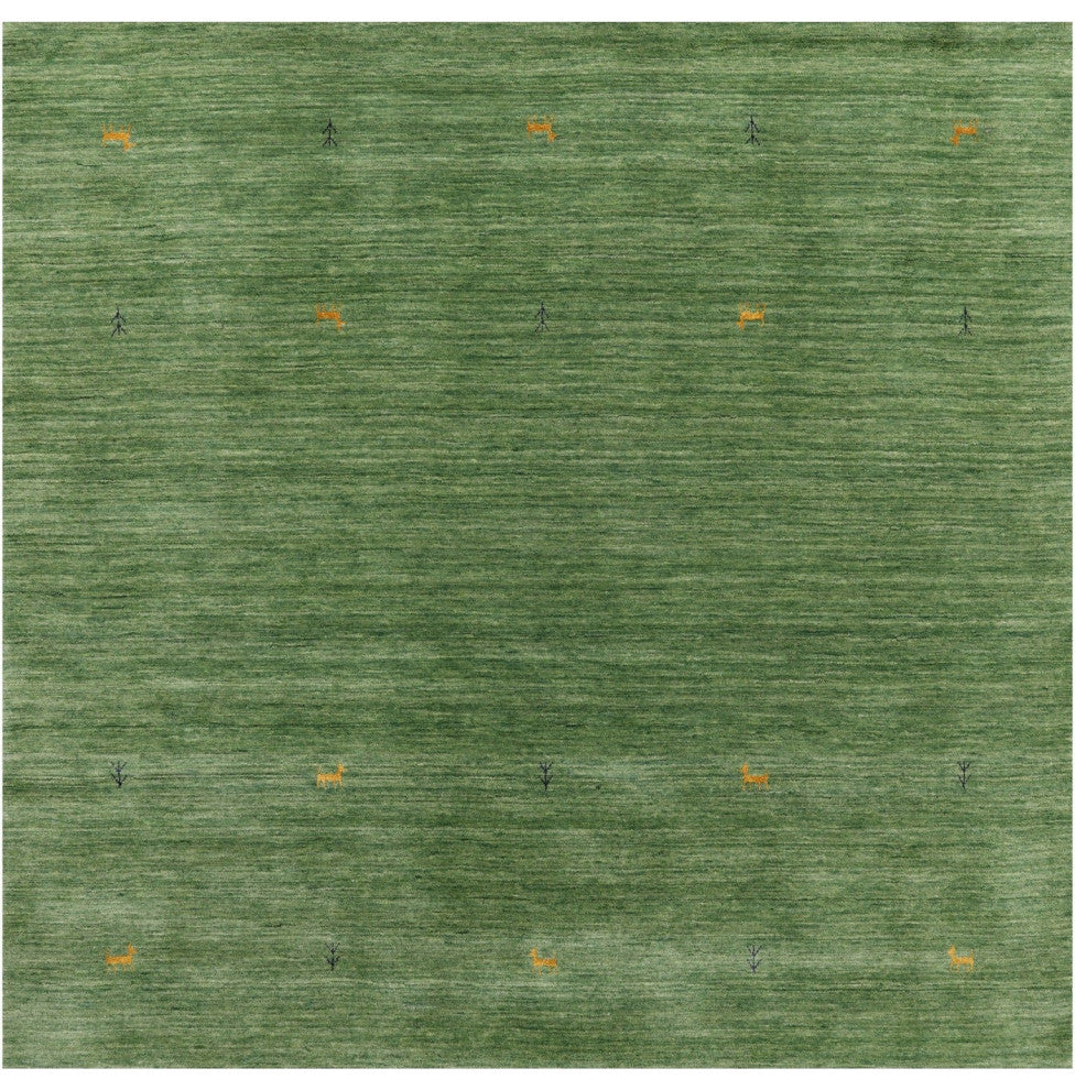 6' Square Handmade Persian Gabbeh Wool Rug - Q15077