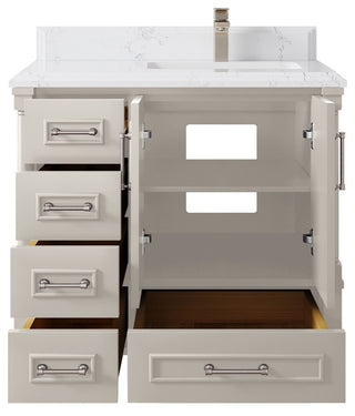 Aberdeen 36 Left Offset Bath Vanity in Coventry Gray 1.5" Empira Quartz