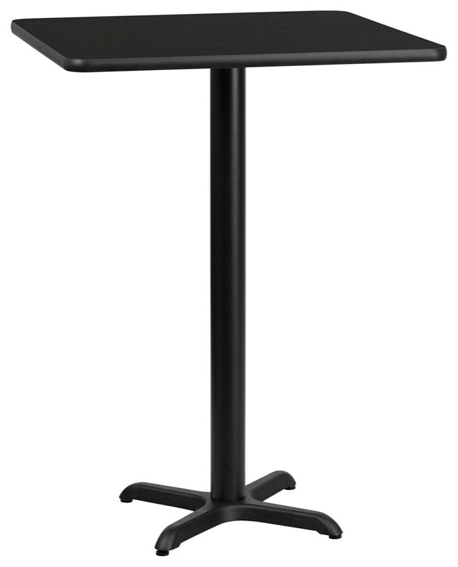 24'' Square Black Laminate Table Top with 22'' x 22'' Bar Height Table Base
