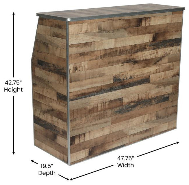 4' Laminate Foldable Bar, Rustic Natural