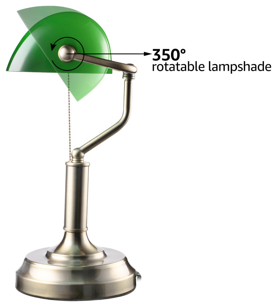 Traditional Antique Style Banker's Lamp, Green