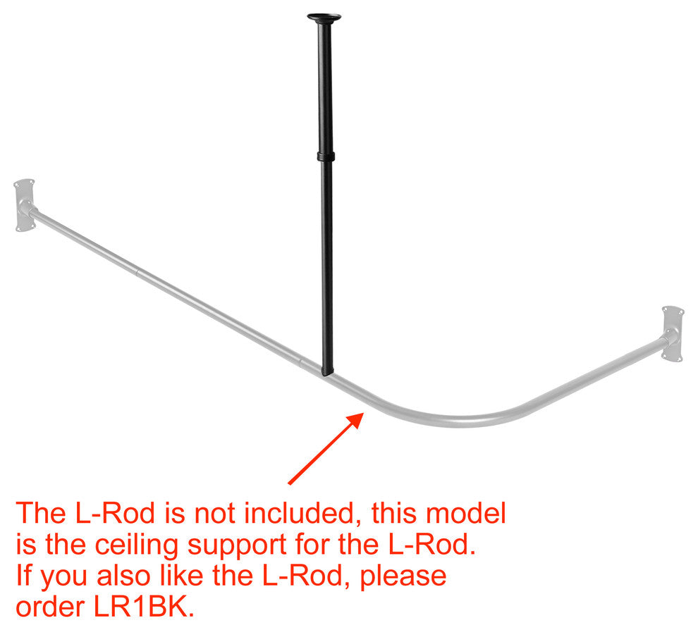 Utopia Alley Rustproof L-Shaped Corner Rod Vertical Ceiling Support Bar, Black