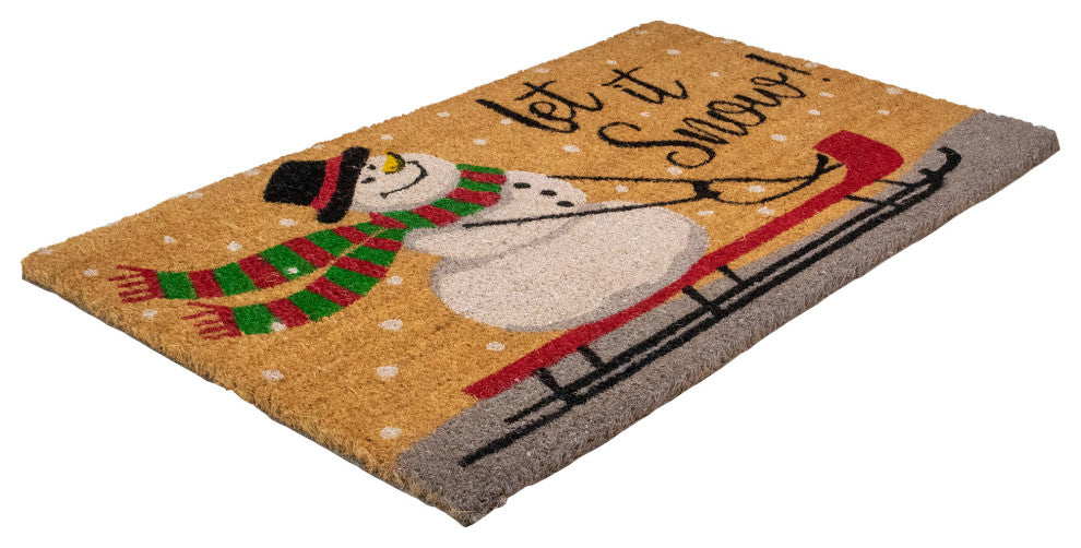 Natural Coir Rectangular "Let it Snow" Christmas Doormat 18" x 30"