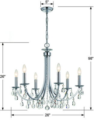 Crystorama Lighting Group 8826-CL-MWP Bridgehampton 6 Light 26"W - Antique Gold