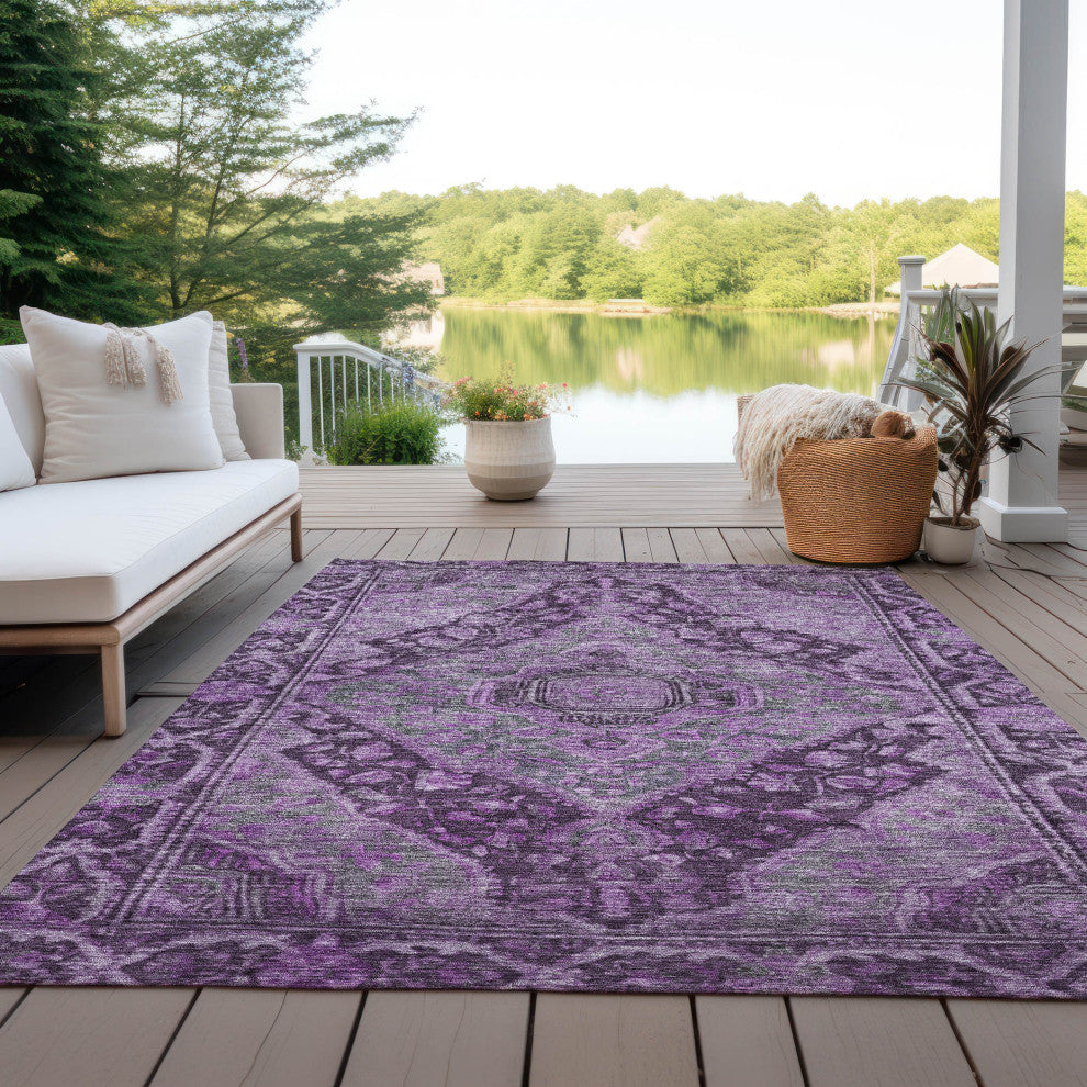 Machine Washable Indoor/Outdoor Chantille ACN1761 Eggplant 2'6" x 3'10" Rug