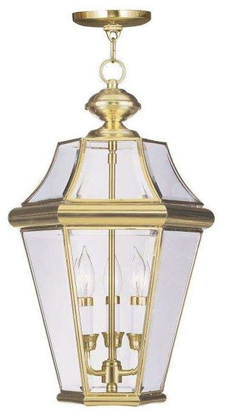 Georgetown Outdoor Chain-Hang Light, Polished Brass