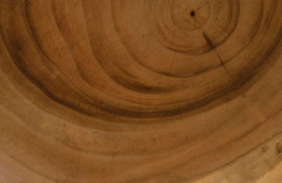 Smoothed Stool on Black Metal Legs, Chamcha Wood, Natural
