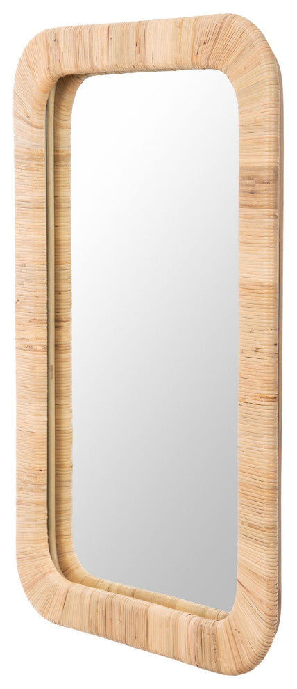 Hinata Rectangular Decoative Rattan Wall Mirror, Natural, 24x36