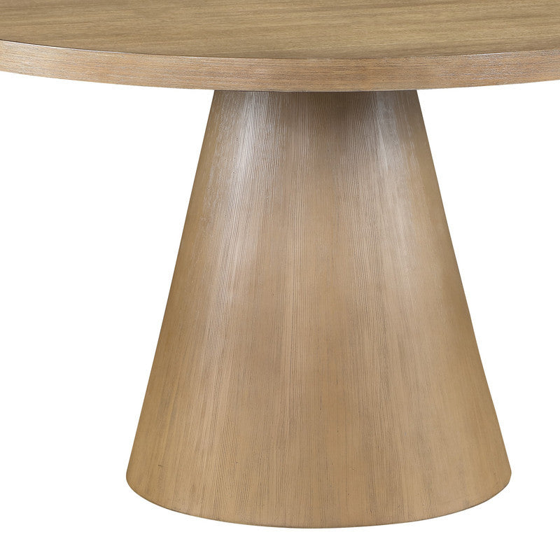 Delphine 5-Piece Round Oak Finish Dining Table Set With Gray Chairs