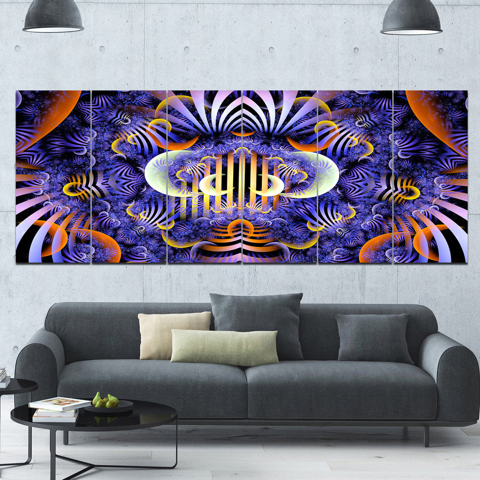 Magical Fairy Pattern Illustration, Floral Canvas Art Print, 70"x28", 6 Panels