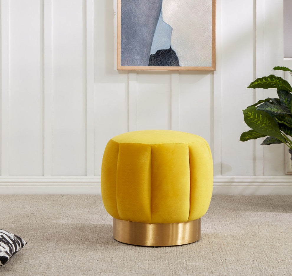 Safavieh Couture Maxine Channel Tufted Otttoman, Marigold