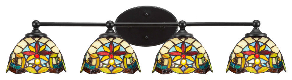 Capri 4-Light Bath Bar, Matte Black/Earth Star Art