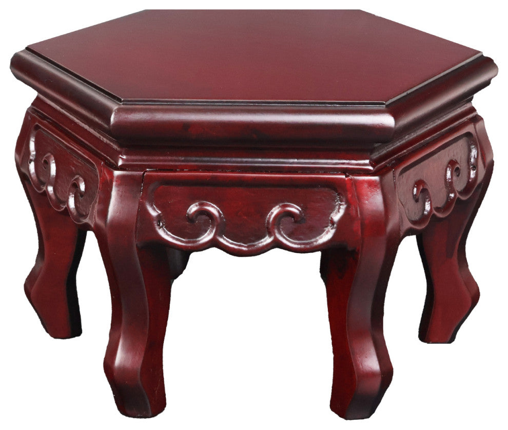 Hexagonal Chen Leung-Style Chinese Vase Stand, 10"x10"x6"