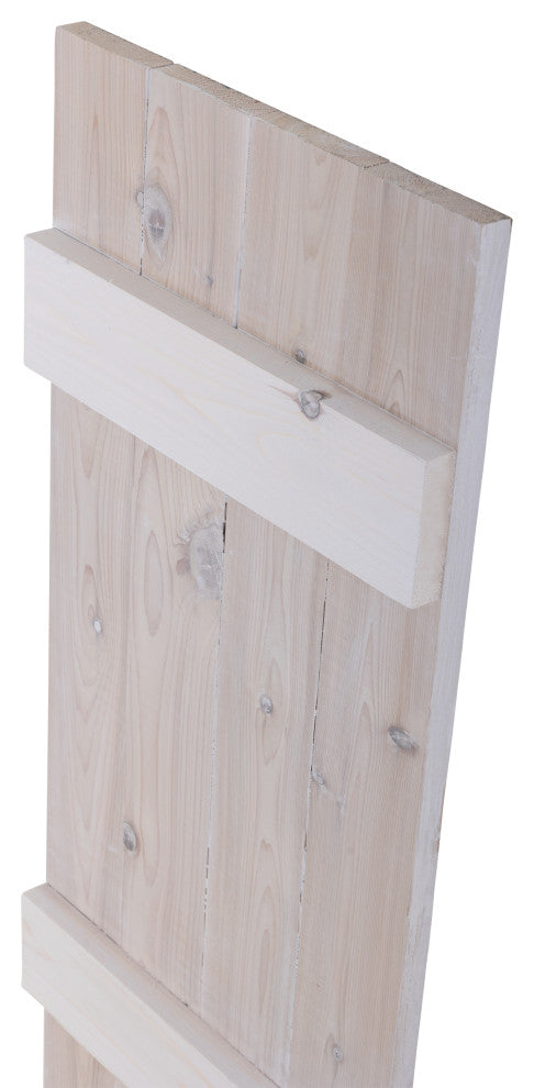 Traditional Board and Batten Exterior Shutters Pair, Whitewash, 36"