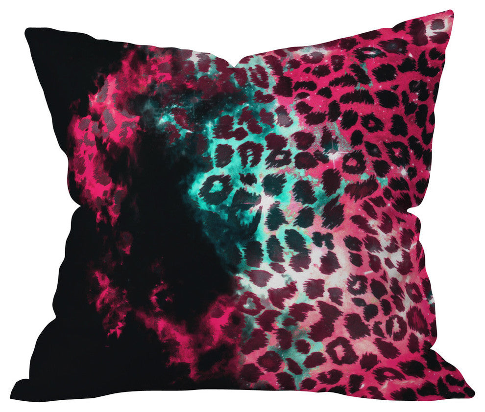 Caleb Troy Leopard Storm Pink Outdoor Throw Pillow, 26x26x7