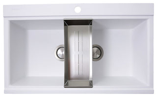 Nantucket Sinks Large Double Bowl Prep Station Topmount Granite Composite, White