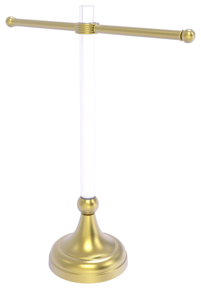 Pacific Grove Free Standing Towel Stand with Groovy Accents, Satin Brass