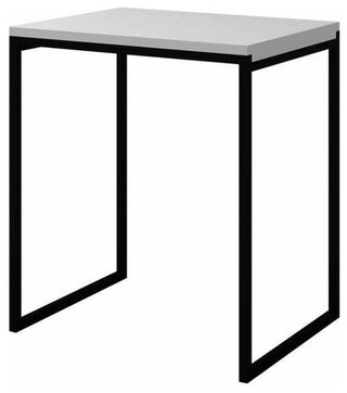 ADM Bathroom Stool Black Steel Frame, Matte White Top, 15"