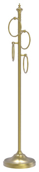 Floor Standing 4 Towel Ring Stand, Satin Brass