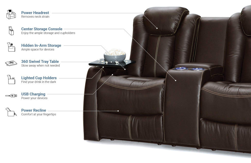 Seatcraft Republic Home Theater Seating, Brown, Sofa and Loveseat