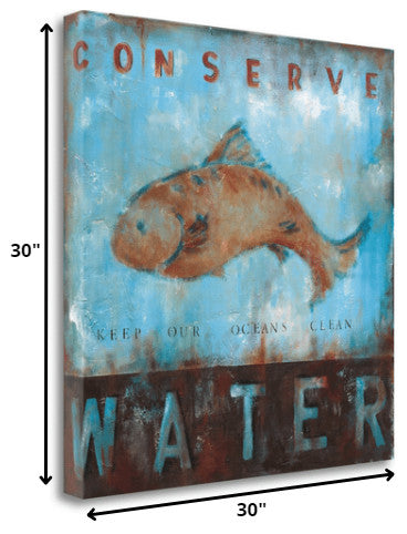30" Keep Our Oceans Clean 5 Giclee Wrap Canvas Wall Art