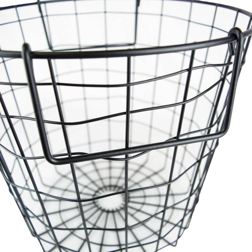 Metal Basket Black Round Small 12"x12"x10"