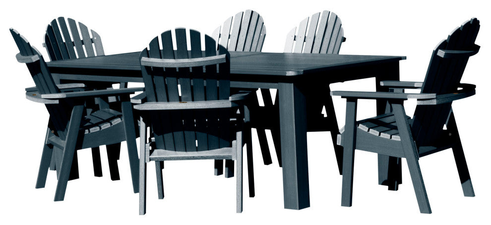 Muskoka 7-Piece 42x72 Bistro Dining Set, Weathered Acorn, Federal Blue