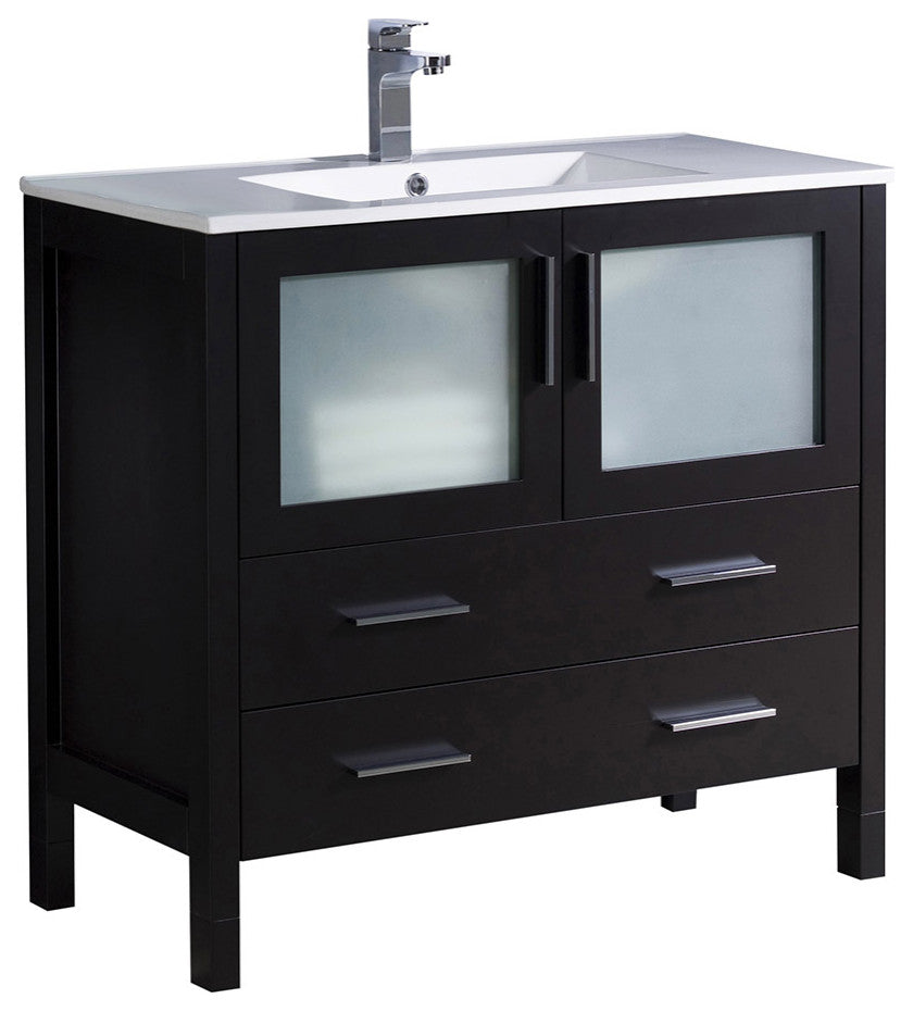 Torino 36" Bathroom Cabinet, Base: Espresso, With Top, Integrated Sink