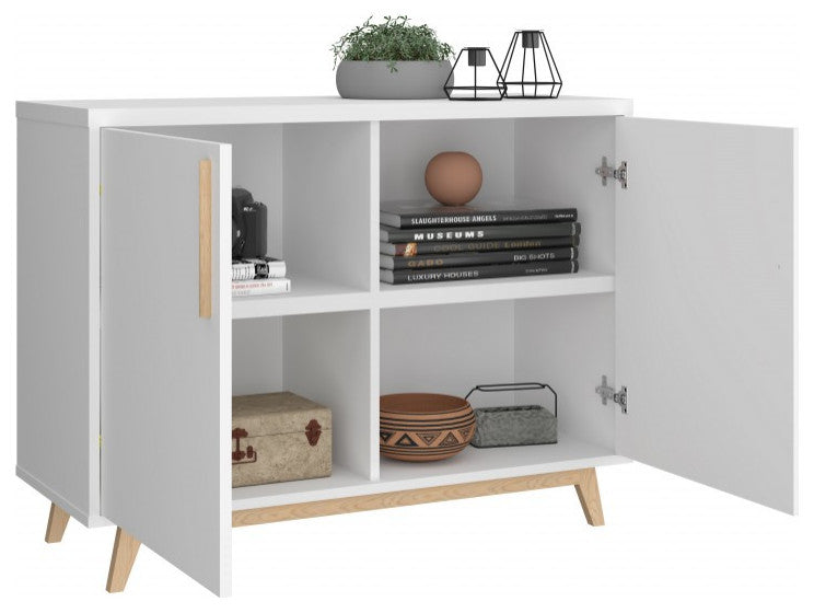 Modern White And Natural Two Door Buffet