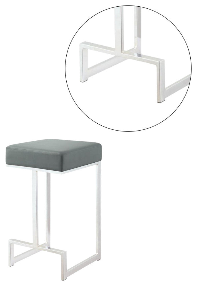 Faux Leather Counter Height Stool, Gray