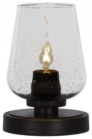 Luna 1-Light Table Lamp, Dark Granite/Clear Bubble