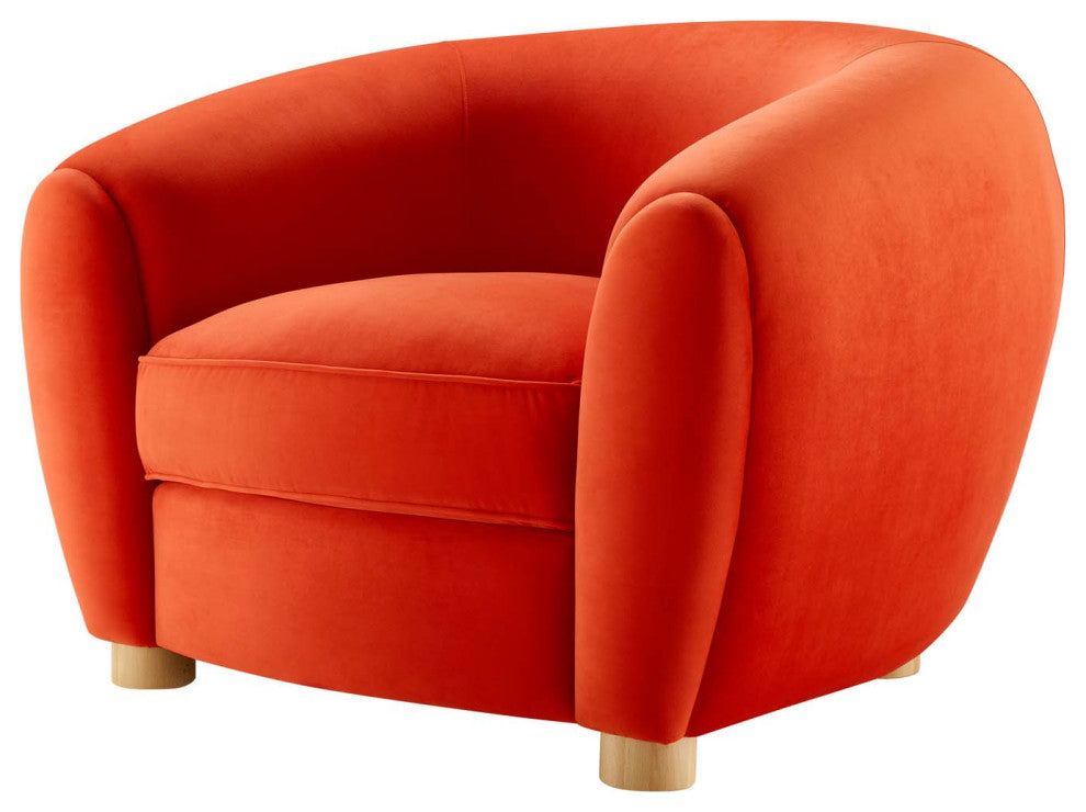 Armchair Accent Chair, Velvet, Orange, Modern, Living Lounge Hotel Hospitality
