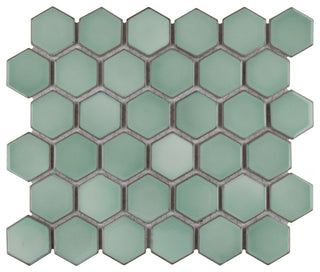 Hudson Due 2" Hex Mint Green Porcelain Floor and Wall Tile