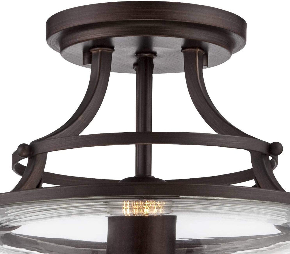 Farmhouse Rust Ceiling Light Glass Semi Flush Mount Fixture