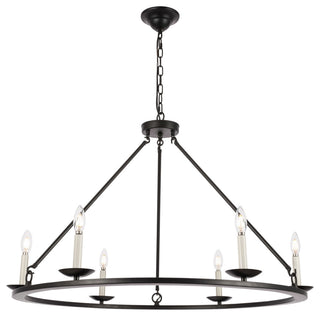 Elegant Lighting LD6010D36 Maine 6 Light 36"W Taper Candle - Black