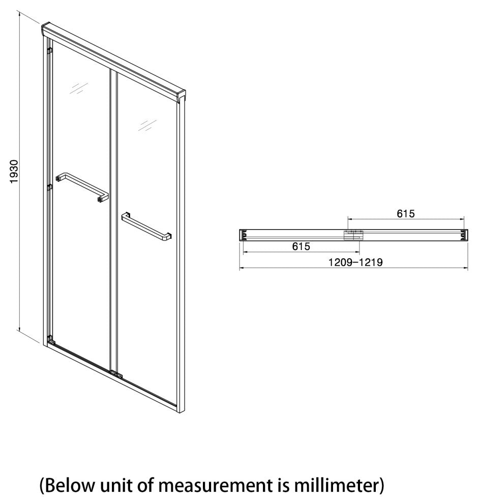 48" W x 76" H Semi-Frameless Double Sliding Shower Door, Brushed Nickel
