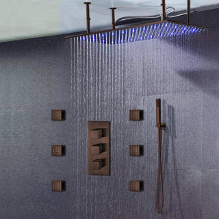 Martinique 20"X40" Large Oil Rubbed Bronze Solid Brass LED Rain Shower Head
