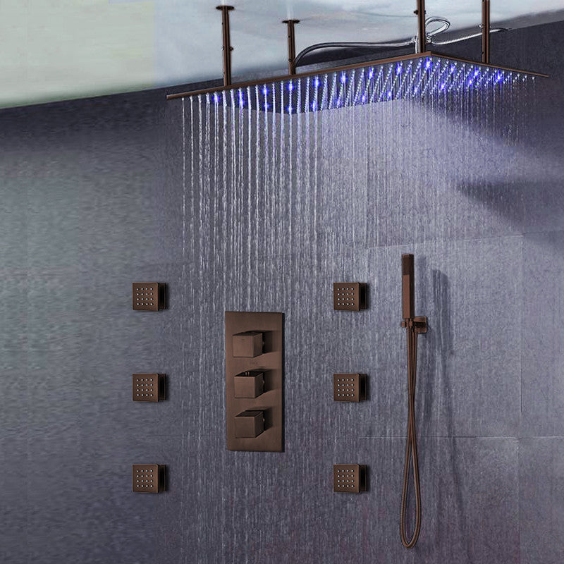Martinique 20"X40" Large Oil Rubbed Bronze Solid Brass LED Rain Shower Head