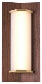 Penna 16 LED Sconce, Warm White, Distressed Brass/Dark Stained Walnut, 120v
