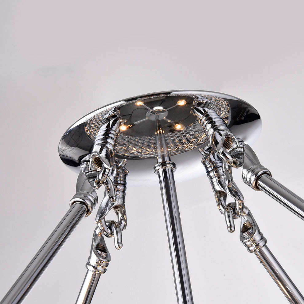 Marya 4-Light Chrome Beaded Drum Semi Flush Mount Chandelier Glam Lighting