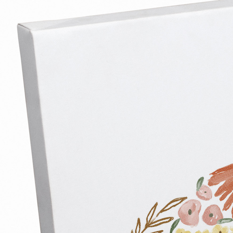 Floral Harvest Pumpkin 3 20x20 Canvas Wall Art