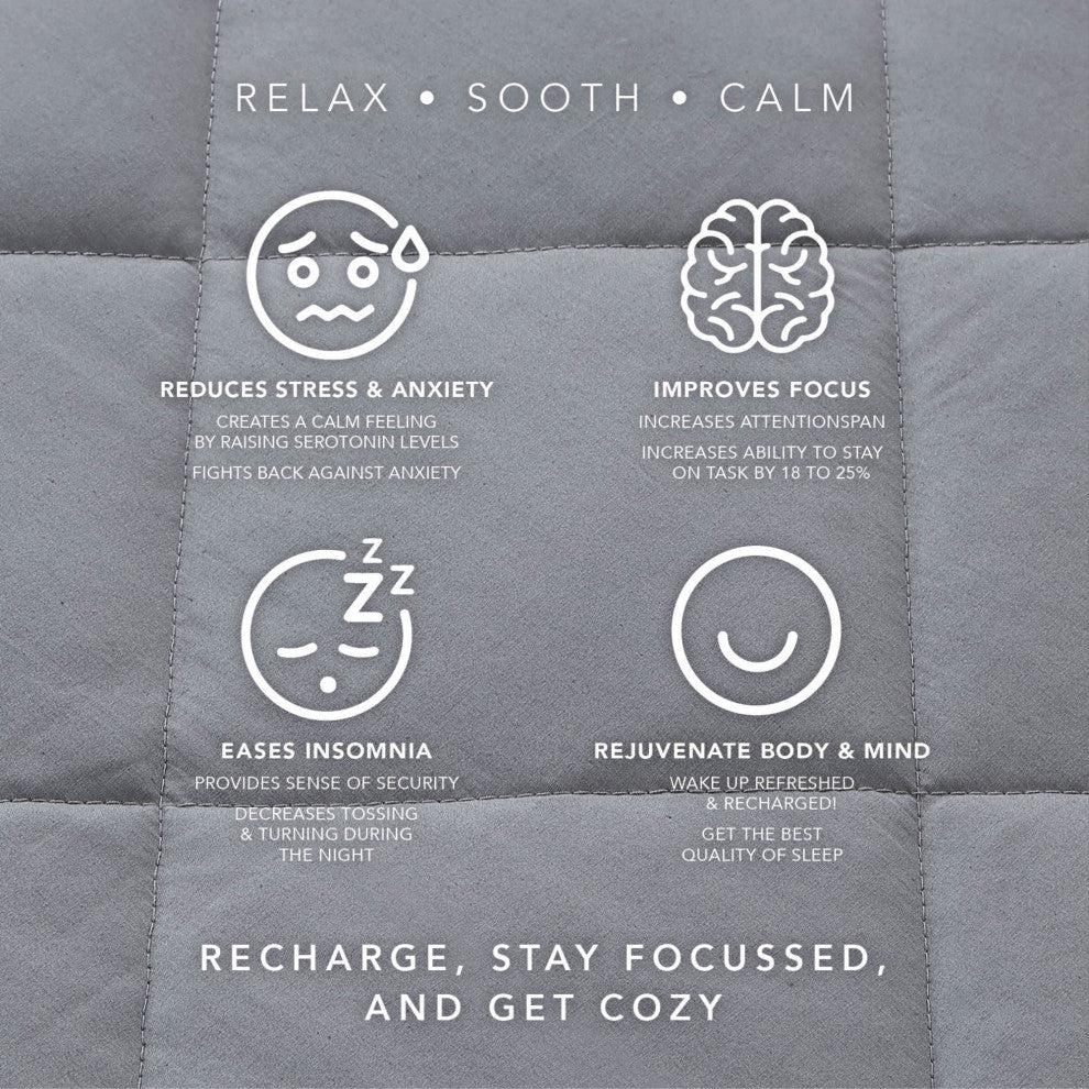 Cozy Tyme Hajia Weighted Blanket 25 Pound 72"x80", Gray