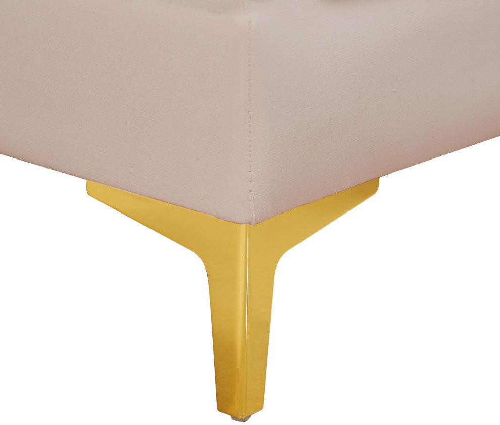 Alina Velvet Modular U-Shaped Sectional, Pink, 6-Piece: 4 Armless Chair, 2 Corner Chair