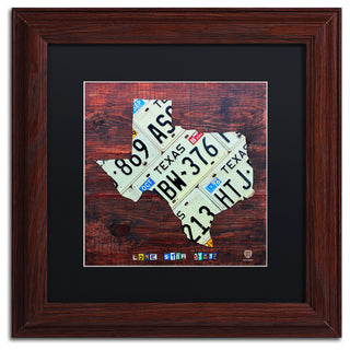 "Texas License Plate Map Large" Matted Framed Canvas Art by Design Turnpike