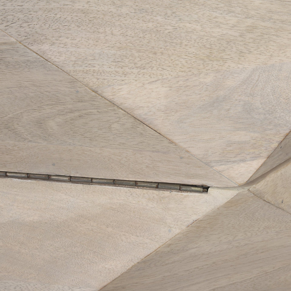 Arreto Hexagonal Hinged Solid Wood Top and Base Coffee Table