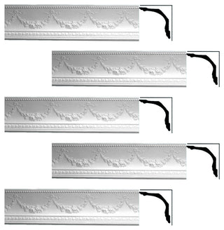 Ornate Cornice White Urethane Floral Bunting  5 Pcs   378.75" Length