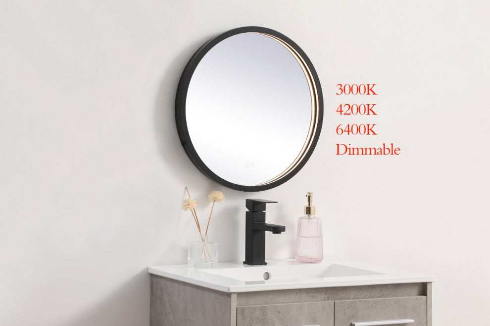 Modern Black Led Mirror, 18"