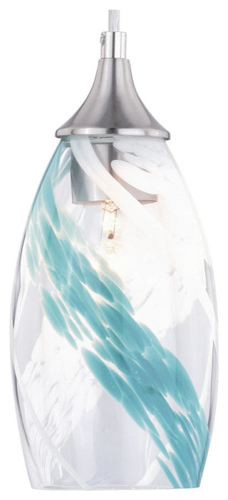 Milano 4.75" Mini Pendant Caribbean Swirl Glass Satin Nickel